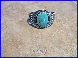 RARE Old 1940's Navajo Sterling Silver Premium Turquoise THUNDERBIRD Bracelet