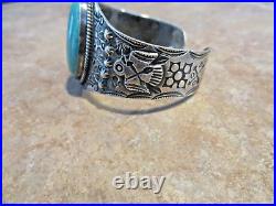 RARE Old 1940's Navajo Sterling Silver Premium Turquoise THUNDERBIRD Bracelet