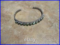 RARE Old 1940's Zuni Sterling Silver PETIT POINT Turquoise Row Bracelet