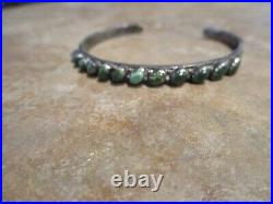 RARE Old 1940's Zuni Sterling Silver PETIT POINT Turquoise Row Bracelet