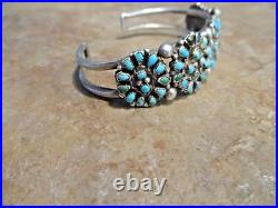 RARE Old Zuni Sterling Silver SIXTY-SIX (66) PETIT POINT Turquoise Bracelet