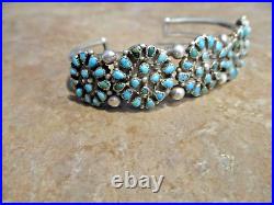 RARE Old Zuni Sterling Silver SIXTY-SIX (66) PETIT POINT Turquoise Bracelet