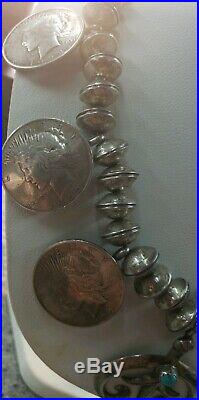 RARE! Old pawn vintage coin squash blossom Navajo made