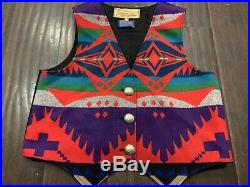 RARE Pendleton Southwest Spirit Vest Sun God Buttons Native American Style L