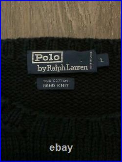 RARE Polo Ralph Lauren Hand Knit Sweater Native Indian Head Size L 94 Vintage