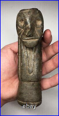 RARE Pre-Historic Human Effigy Steatite Native American Great Pipe Stone Carved