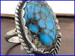 RARE Quartz inclusion HIGH GRADE BISBEE Turquoise Ring! Sz 7.5 COLLECTORS Piece