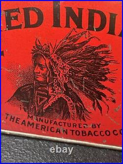 RARE Red Indian Plug American Tobacco Tin Advertising Native American Sign