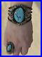 RARE-SET-Vintage-Navajo-Sterling-Silver-Turquoise-Cuff-Bracelet-And-Ring-01-niv