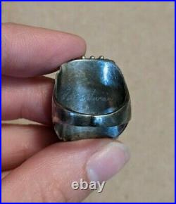 RARE SIGNED PETE N' VIVIAN HALOO Native American Sterling Turquoise Ring Sz 6.5