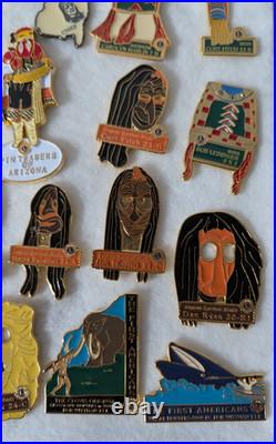 RARE Set Of 50 Lions Club Enamel Pins Native American Moccasins, Masks, Transpor