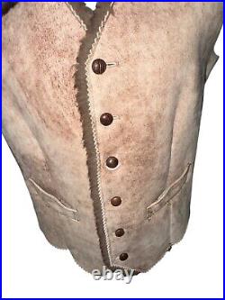 RARE Shearling Hand Crafted Vest Native American Southwest Fur Lining Leather