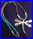 RARE-Sterling-Silver-ZUNI-Spiney-Oyster-Turquiose-Dragonfly-Necklace-Sgn-Ahiyite-01-lv