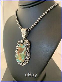 RARE Stunning Navajo Sterling Silver ROYSTON TURQUOISE Necklace PENDANT 4128