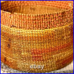 RARE TLINGIT KNOB TOP-RATTLE BASKET, Spruce Root, MaidenHair Fern, Dyed BearGrass