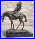 RARE-VINTAGE-ARMOR-BRONZE-NATIVE-AMERICAN-INDIAN-WARRIOR-RIDING-HORSE-Deal-NR-01-fgxc