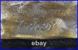 RARE VINTAGE ARMOR BRONZE NATIVE AMERICAN INDIAN WARRIOR RIDING HORSE Deal NR