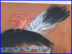 RARE VINTAGE NATIVE AMERICAN INDIAN CHILD PASTEL PAINTING By DORIS JONES