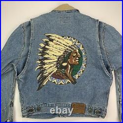 RARE VNTG Polo Ralph Lauren (M) 1992 Denim Indian Chief Corduroy Collar Jacket
