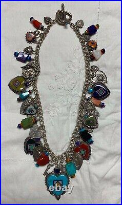 RARE Valerie & Benny Aldrich inlay heart double sided treasure necklace
