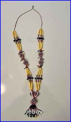 RARE Vintage 1960's Native American seed bead ceremonial tribal necklace unique