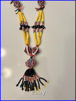 RARE Vintage 1960's Native American seed bead ceremonial tribal necklace unique