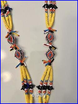 RARE Vintage 1960's Native American seed bead ceremonial tribal necklace unique