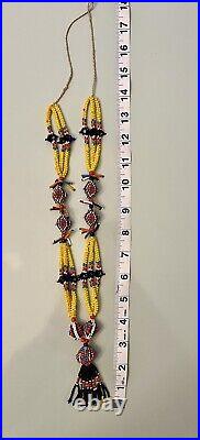 RARE Vintage 1960's Native American seed bead ceremonial tribal necklace unique