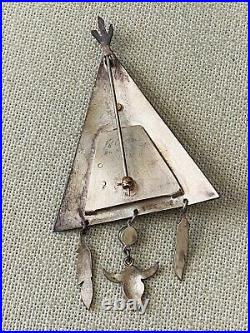 RARE Vintage 1992 Kit Carson Sterling TeePee Native American Peace Pipe Brooch