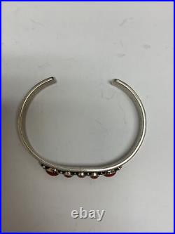 RARE Vintage Al Lee Navajo. 925 Sterling Silver & Coral Cuff Bracelet