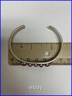 RARE Vintage Al Lee Navajo. 925 Sterling Silver & Coral Cuff Bracelet