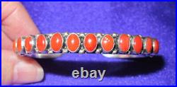 RARE Vintage Designer Signed Leo Feeney Sterling Silver Coral Cuff Bracelet