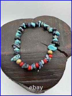 RARE Vintage Handmade Native American Turquoise, Opal, Black Onyx Bracelet