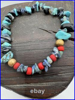 RARE Vintage Handmade Native American Turquoise, Opal, Black Onyx Bracelet