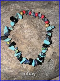 RARE Vintage Handmade Native American Turquoise, Opal, Black Onyx Bracelet