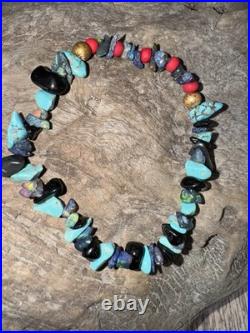RARE Vintage Handmade Native American Turquoise, Opal, Black Onyx Bracelet