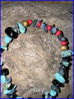 RARE Vintage Handmade Native American Turquoise, Opal, Black Onyx Bracelet