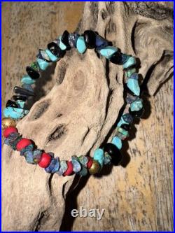 RARE Vintage Handmade Native American Turquoise, Opal, Black Onyx Bracelet
