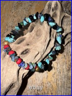 RARE Vintage Handmade Native American Turquoise, Opal, Black Onyx Bracelet