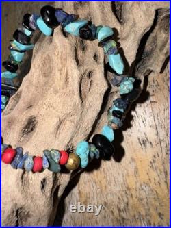 RARE Vintage Handmade Native American Turquoise, Opal, Black Onyx Bracelet