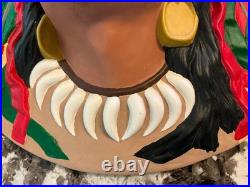 RARE Vintage Large Native American Indian Chief Head Wall Hanging Art 18.5'D