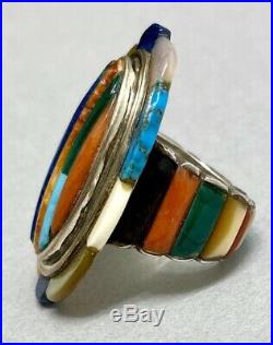 RARE! Vintage NAVAJO Sterling Silver Turquoise Multi Stone Ring Danny Stewart