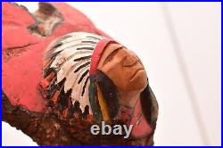 RARE Vintage Native American Figural Indian Chief Penobscot Root War Club Weapon