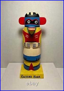 RARE Vintage Native American Hand Crafted Wooden KACHINA MONEY BANK