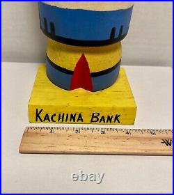 RARE Vintage Native American Hand Crafted Wooden KACHINA MONEY BANK