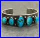 RARE-Vintage-Native-American-Navajo-DEE-MORRIS-Turquoise-Ingot-Silver-Bracelet-01-wo