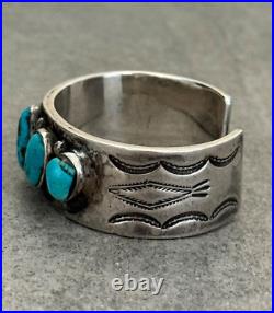 RARE Vintage Native American Navajo DEE MORRIS Turquoise Ingot Silver Bracelet