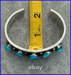 RARE Vintage Native American Navajo DEE MORRIS Turquoise Ingot Silver Bracelet