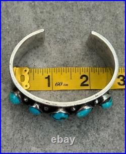RARE Vintage Native American Navajo DEE MORRIS Turquoise Ingot Silver Bracelet