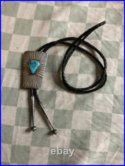 RARE Vintage Native American Navajo Sterling Silver and turquoise Bolo Tie